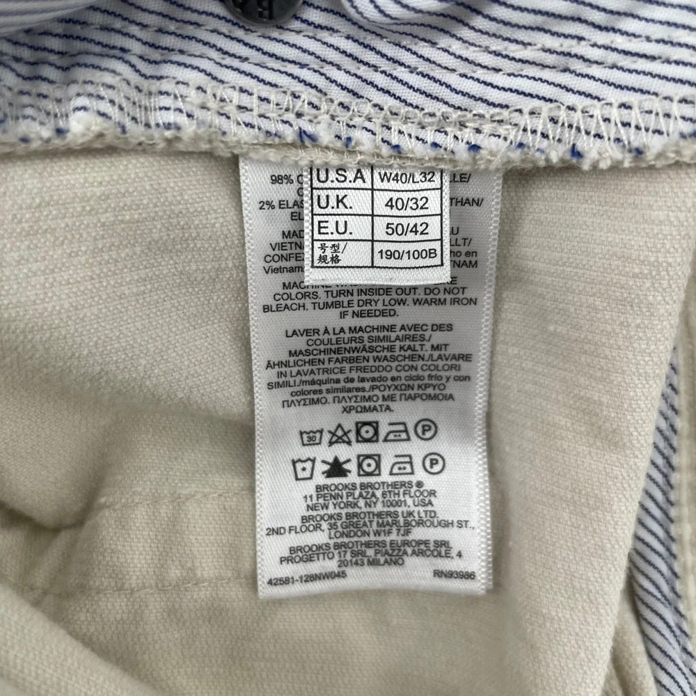 Brooks Brothers Corduroy Pants Mens 40x31 Cream Slim Fit 5-Pocket Trousers